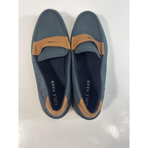 Cole Haan Nantucket Penny Shoes Mens Size 9.5M Blue Tan Nubuck Loafers New main image 4